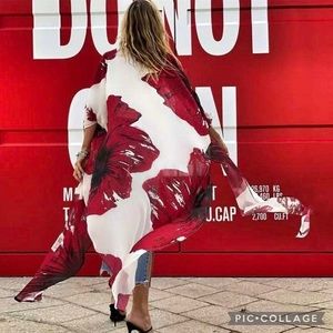 $Sold$ Red… Red… Deep Red & White Floral Kimono